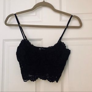 Black Lace Crop Top